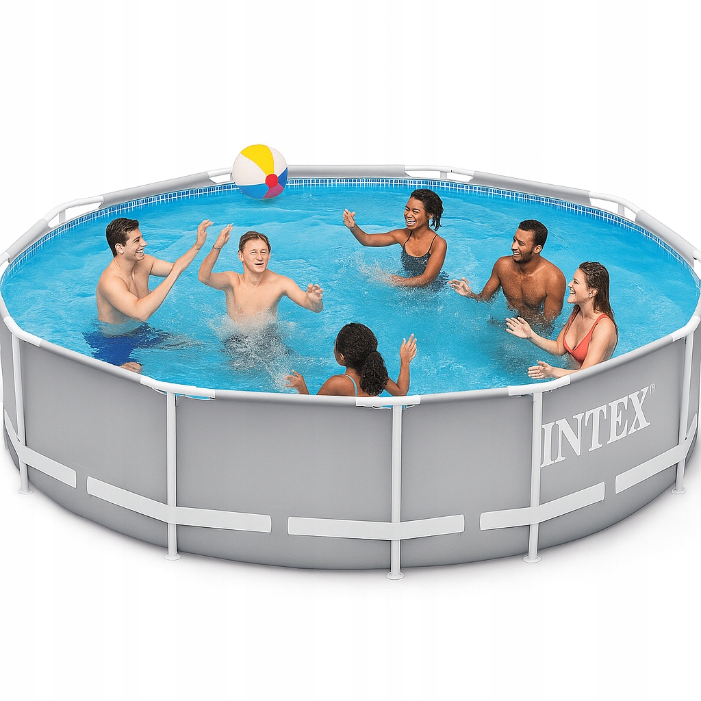 Basen Ogrodowy Stelażowy 366x99 cm 4w1 Zestaw Pompa Drabinka HydroAeration