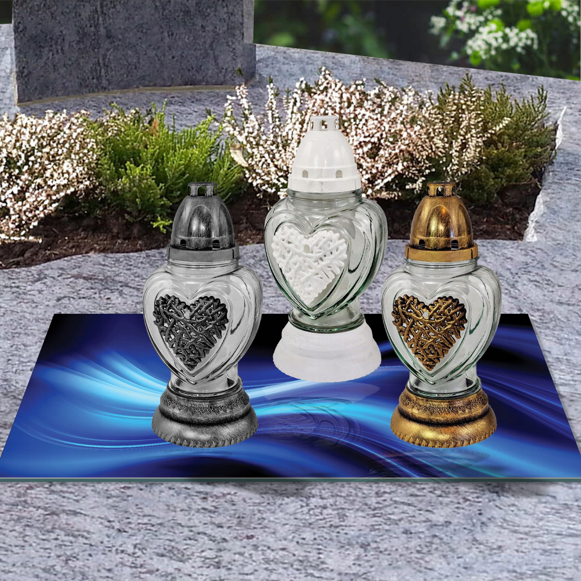 SZKLANA PODSTAWKA POD ZNICZE 60x20cm Fale 287c Materiał szkło hartowane