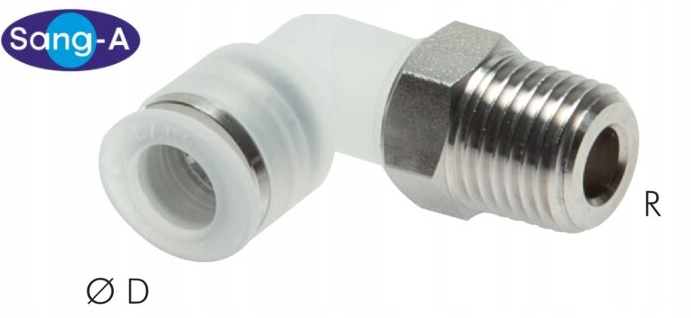 Úhlová zástrčka R 1/4" Ø 8 pro polovodičový průmysl 1.4301