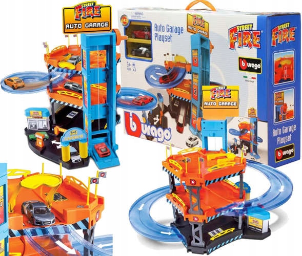 Bburago Auta Auto Street Fire Parkování Tříúrovňová Garáž 2 Auta 1:43