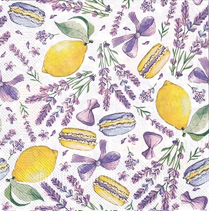 Papierowa Serwetka Decoupage Lawenda Cytryna Ciastka- 1szt