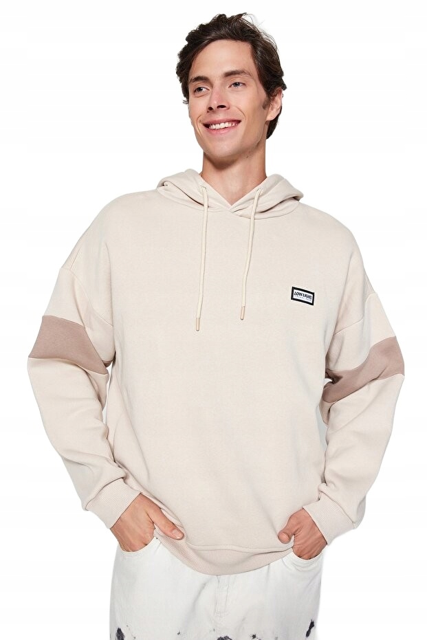 Trendyol Man Černá Pánská Mikina S Kapucí S Kontrastními Vložkami M 5DA