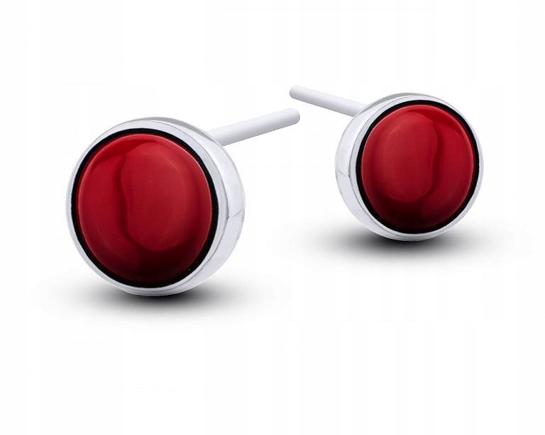 

Kolczyki srebrne 925 sztyft okrągłe czerwone
