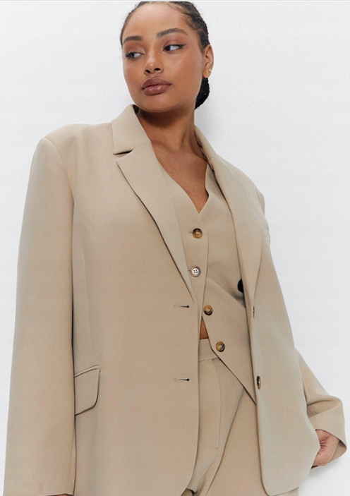 A7B005 Béžové Elegantní Sako Warehouse 4XL