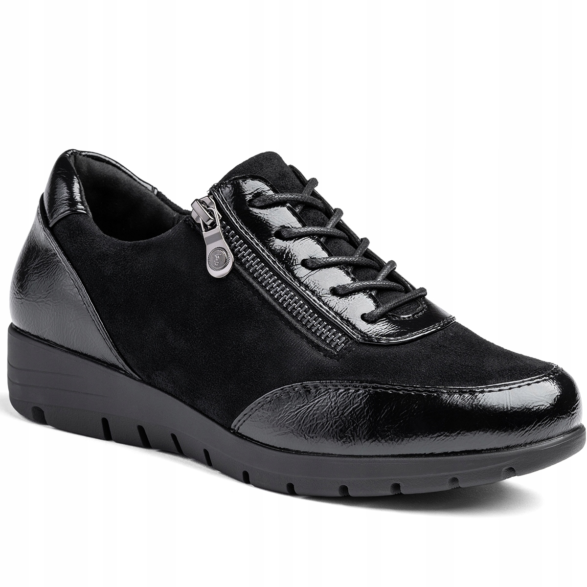 Dámské tenisky v.KŮŽE šněrovací Zip casual černé Wojtyłko 40