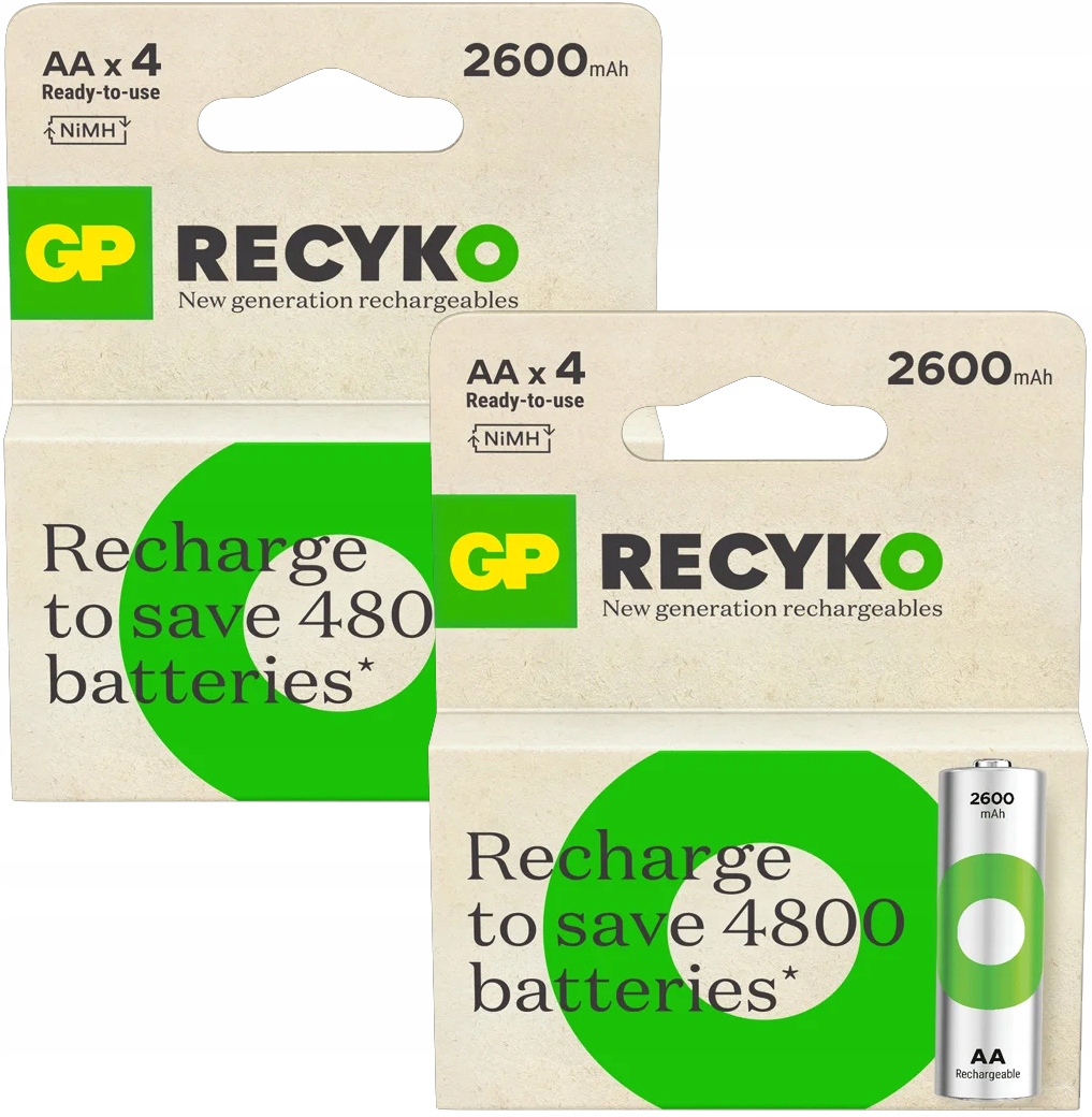 8 x Aku Baterie Pro Nabíjení Aa R6 Ni-MH Gp Recyko 2600 mAh 1,2 V