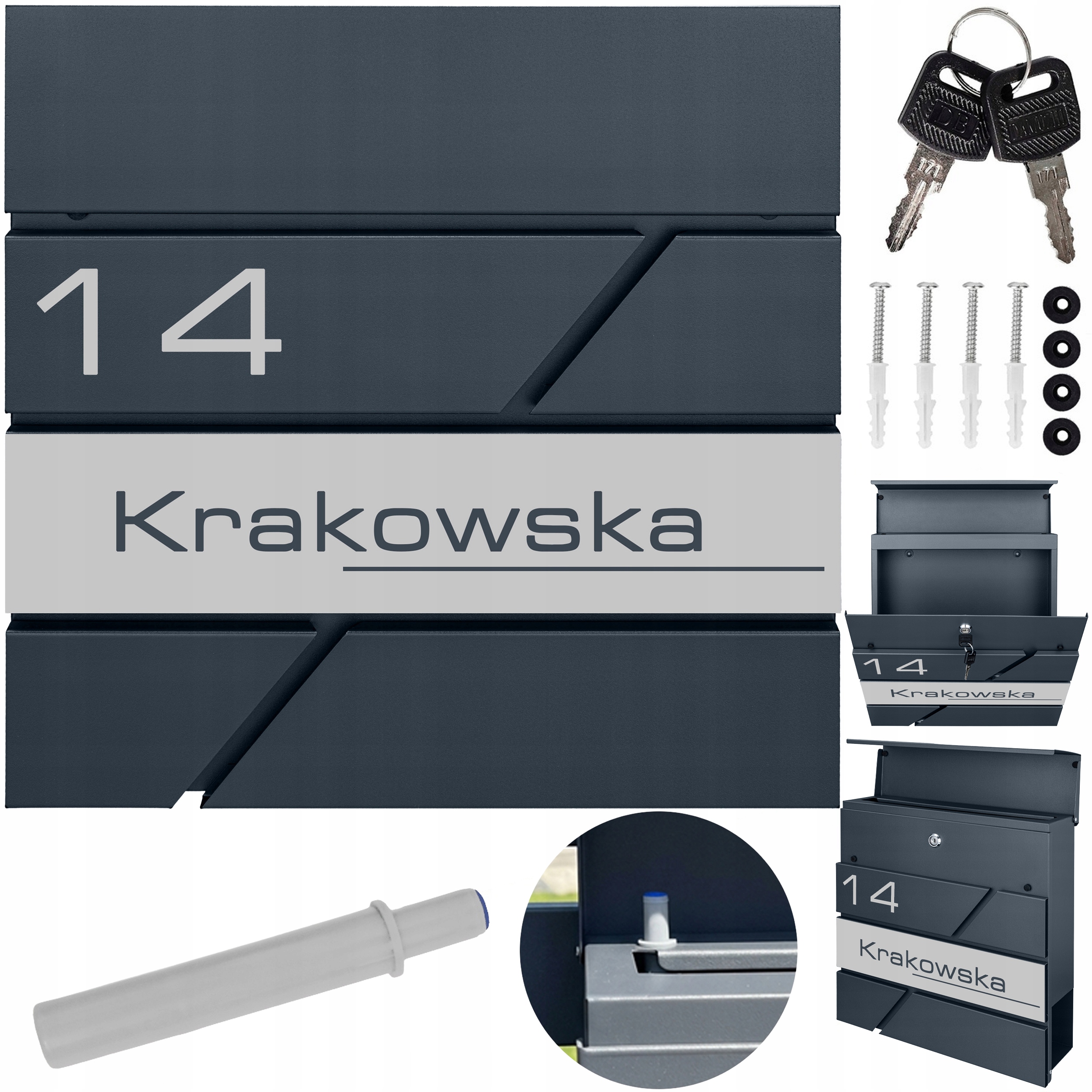 Poštovní Schránka Na Dopisy, Poštu A Noviny Moderní Antracit Nápis Adresa