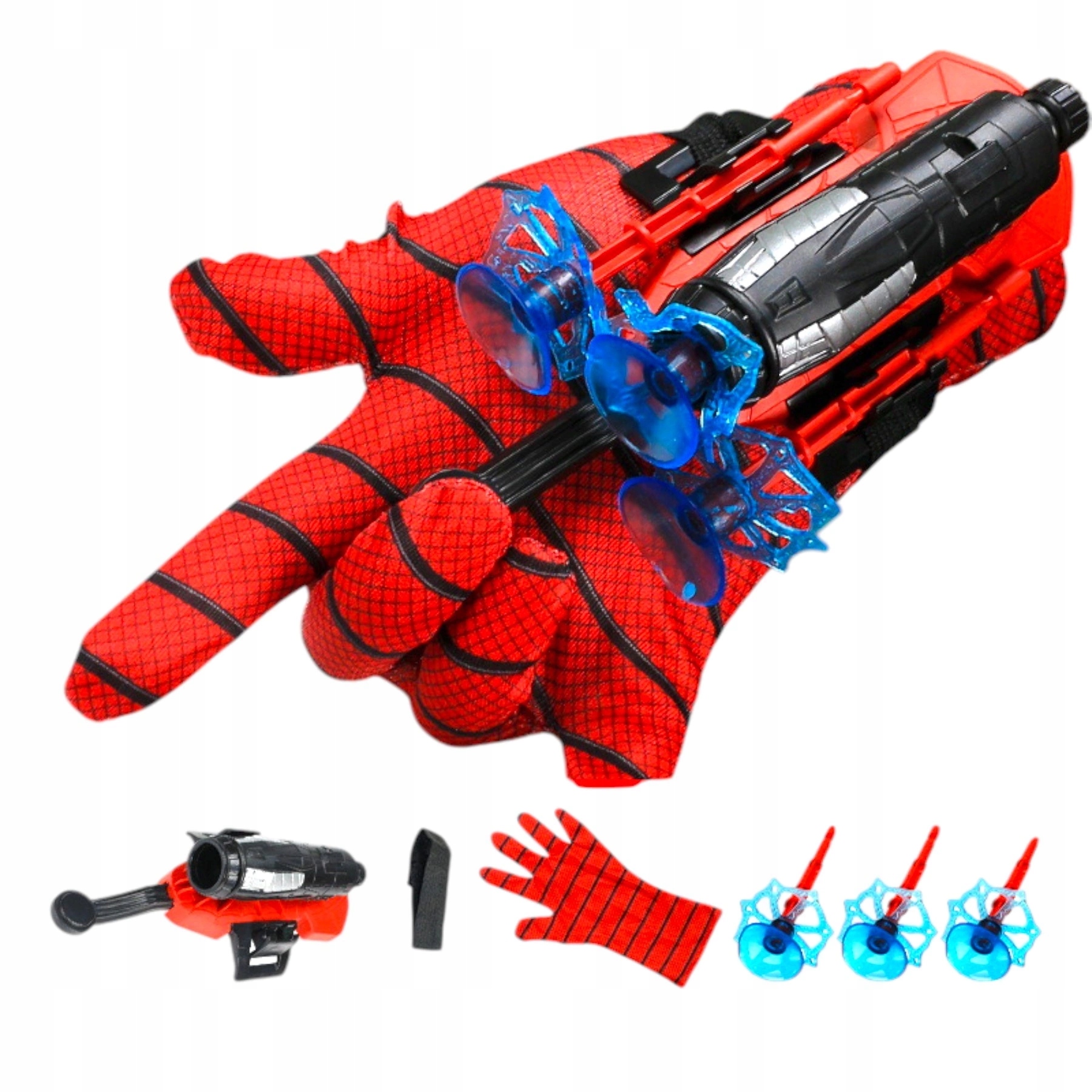 SPIDERMA KOSTUM KOMPLET 5v1 KOSTUMSKA MASKA IZSTRELJEVALEC ROKAVIC, MEGA KOMPLET Velikost 125-135