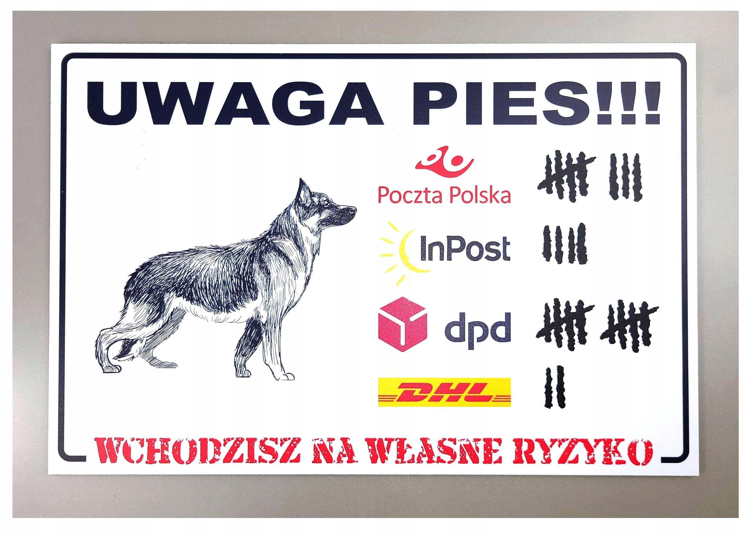 TABLICZKA UWAGA PIES OSTRZEGAWCZA 30X20 ALUMINIUM