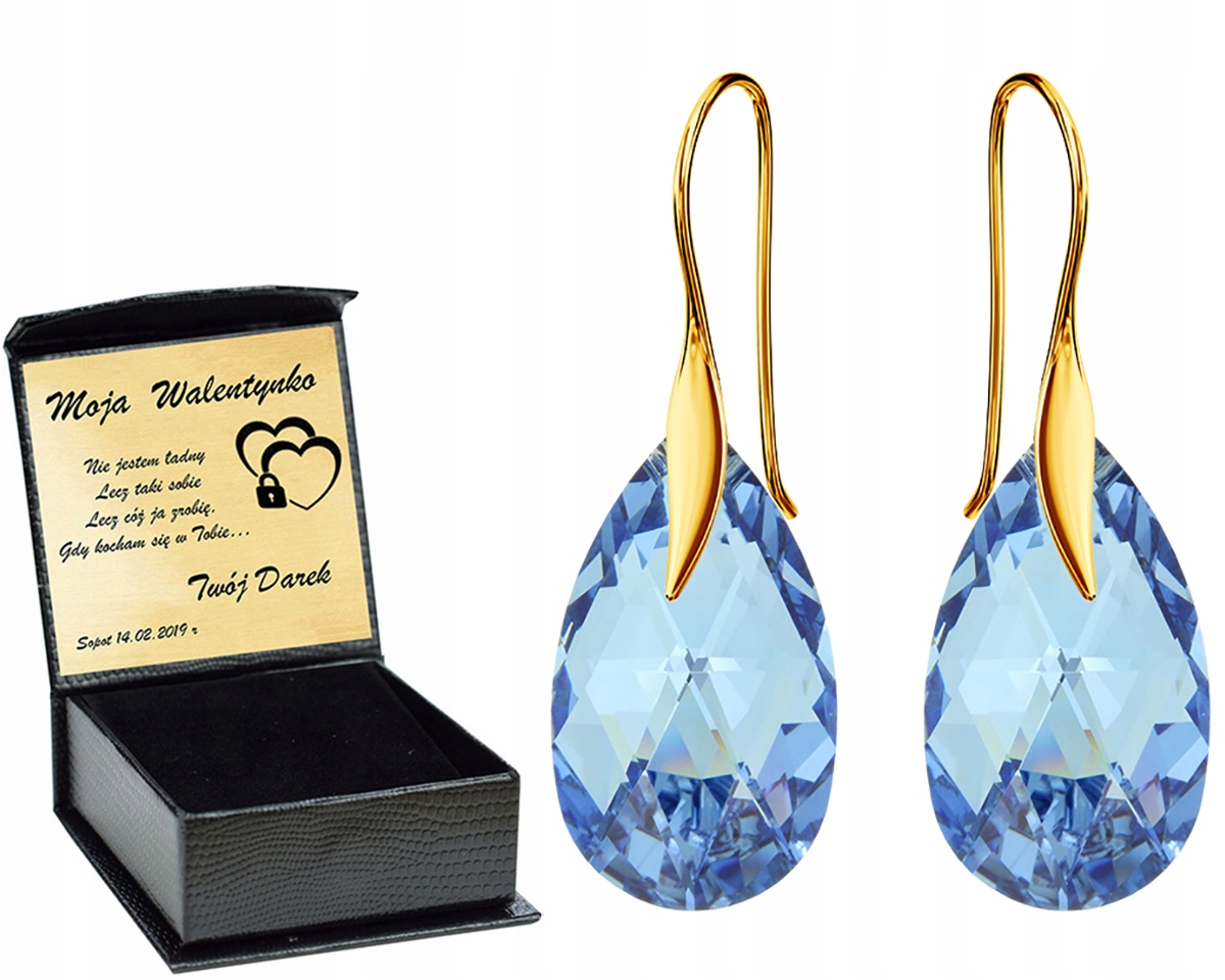 

Złote Kolczyki Almond Style Hook Swarovski Grawer