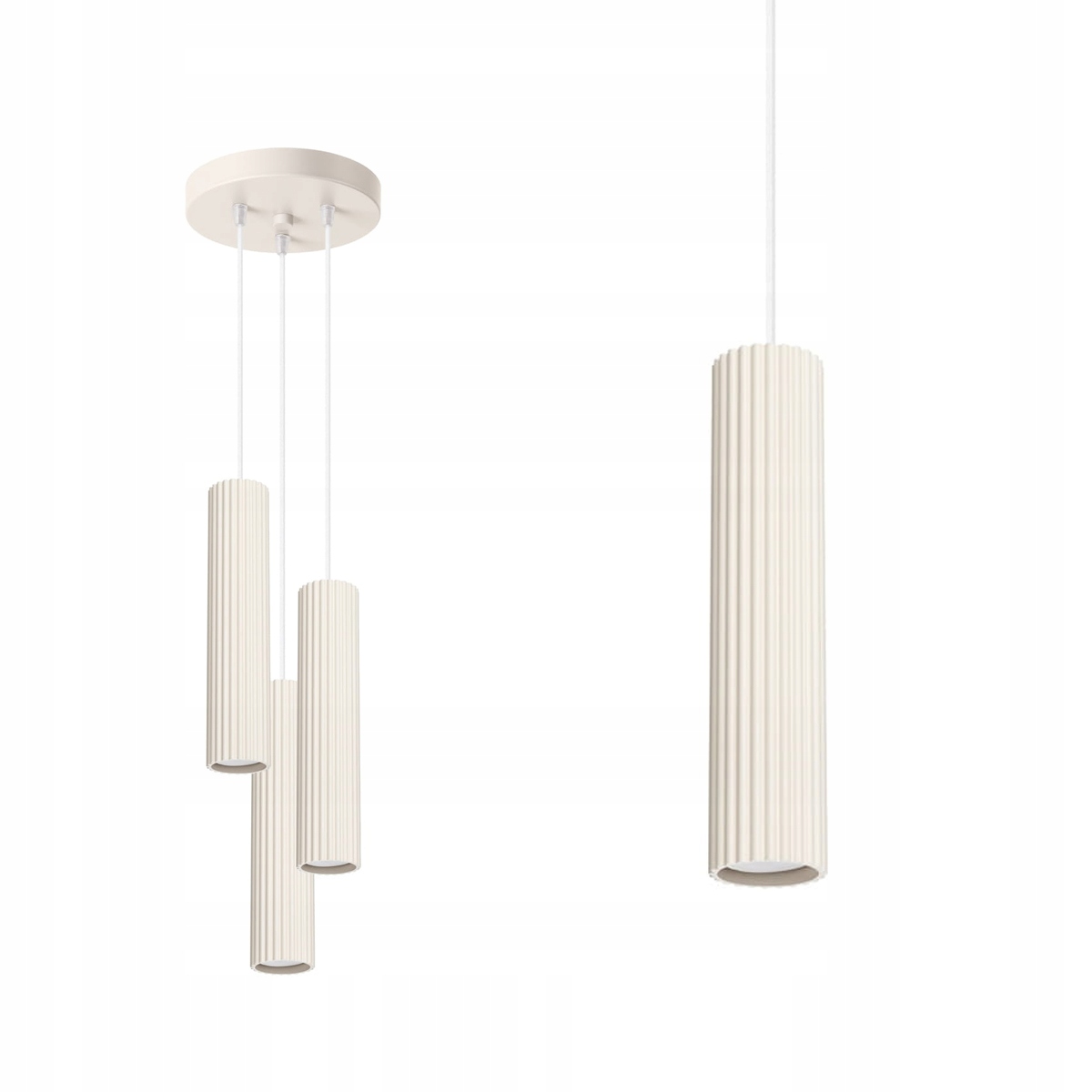 Závěsná lampa cylindrická béžová s elegantními drážkami Karbon Sollux