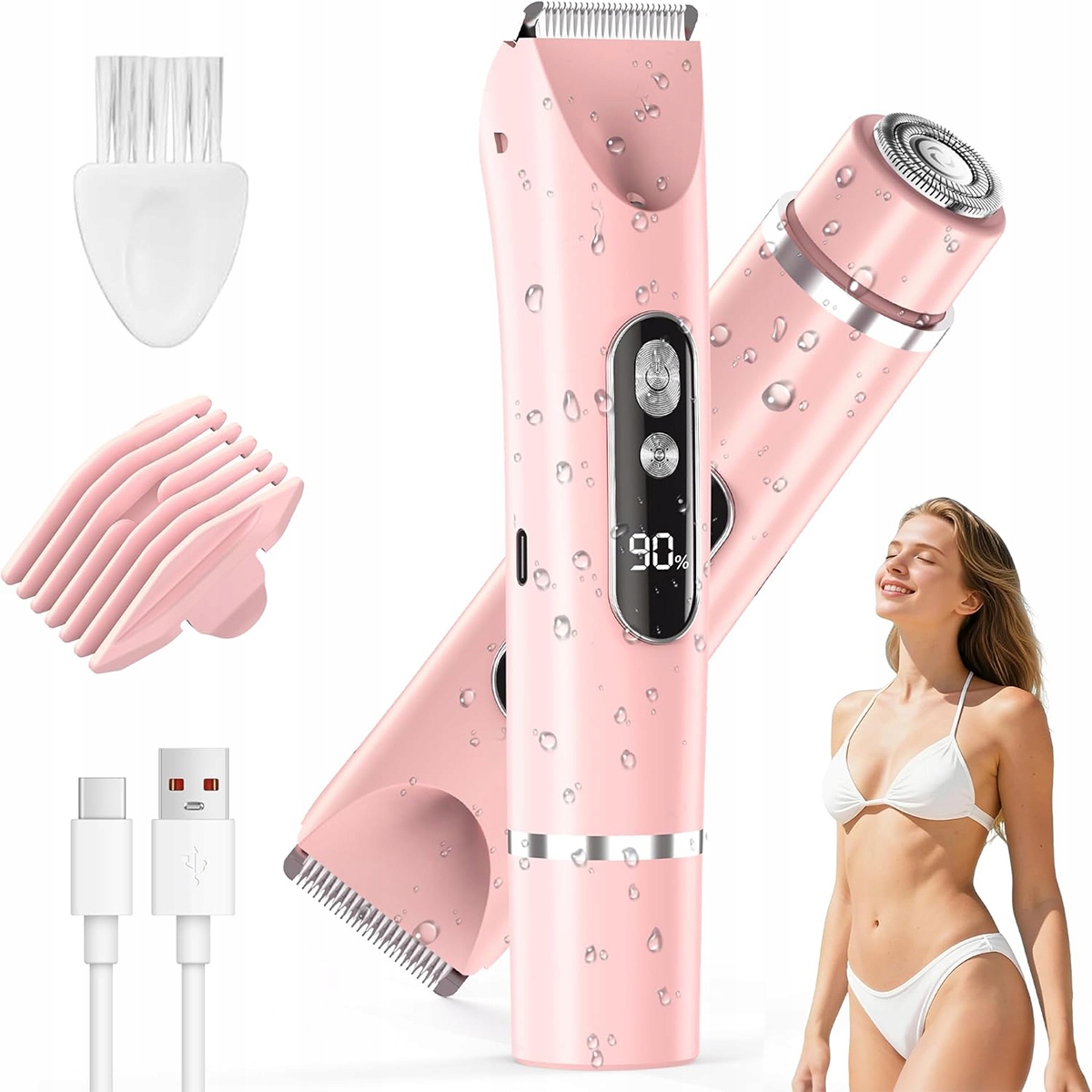2W1 Golarka Damska Bikini Nóg Ciała Depilator Trymer Pach Wąsika Brwi