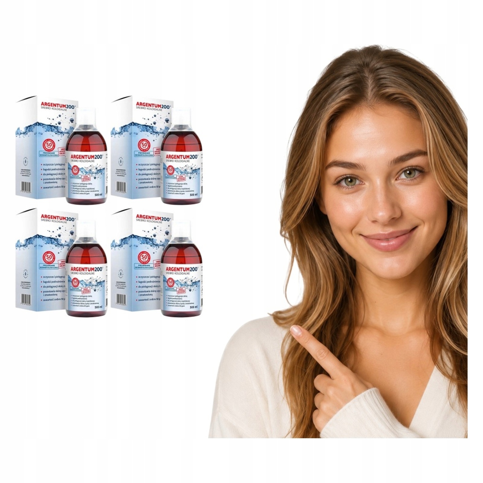 4x Colloidal Silver Aura Herbals Argentum200 Tonik 50 ppm 500 ml Kosmetyk