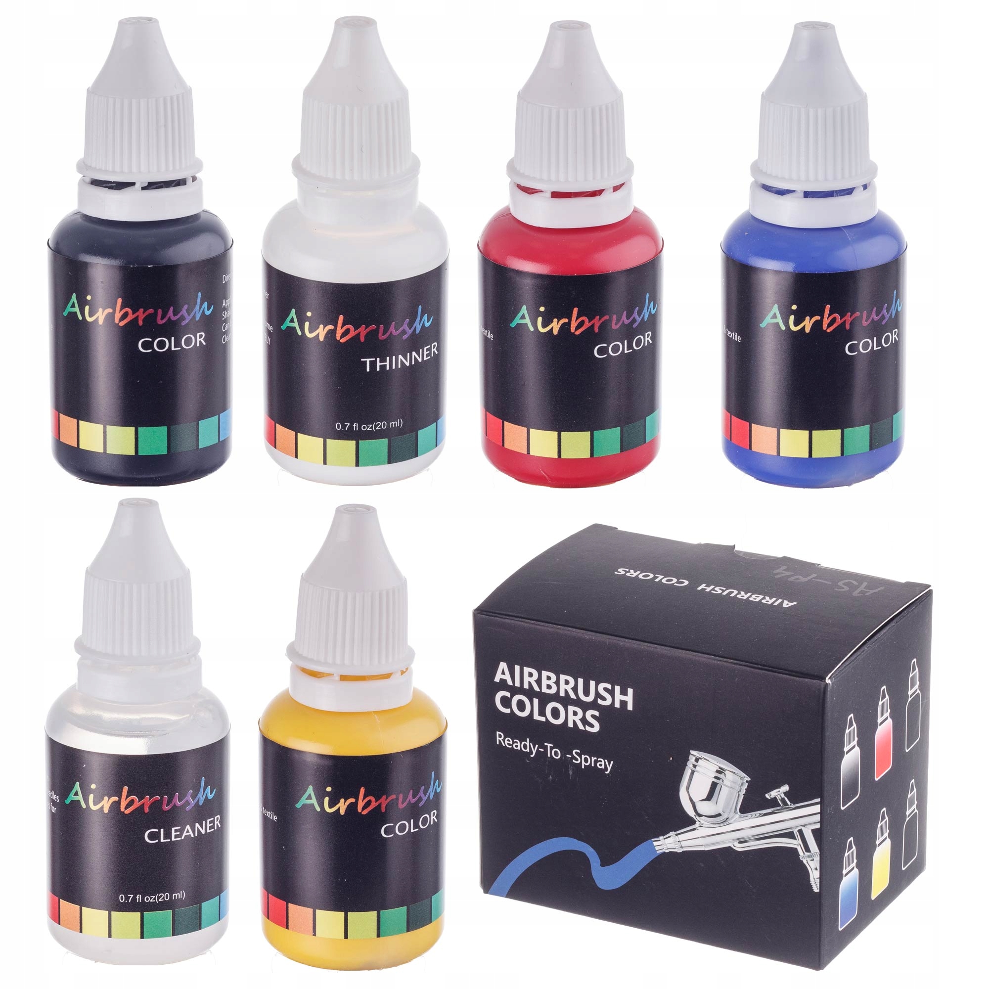 2x Akrylové barvy pro aerograf 4x 20 ml ředidlo a tekutina pro my
