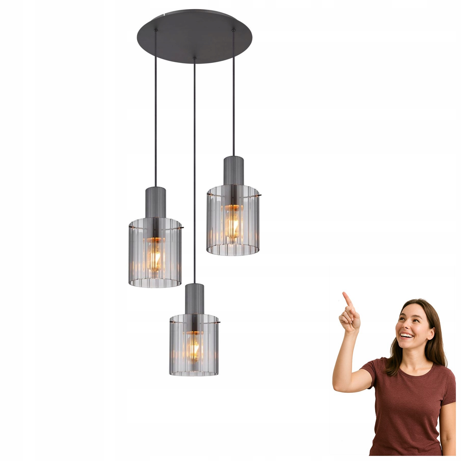 Závěsná lampa s rýhovanými stínidly Tulivar 15904-3HR Globo