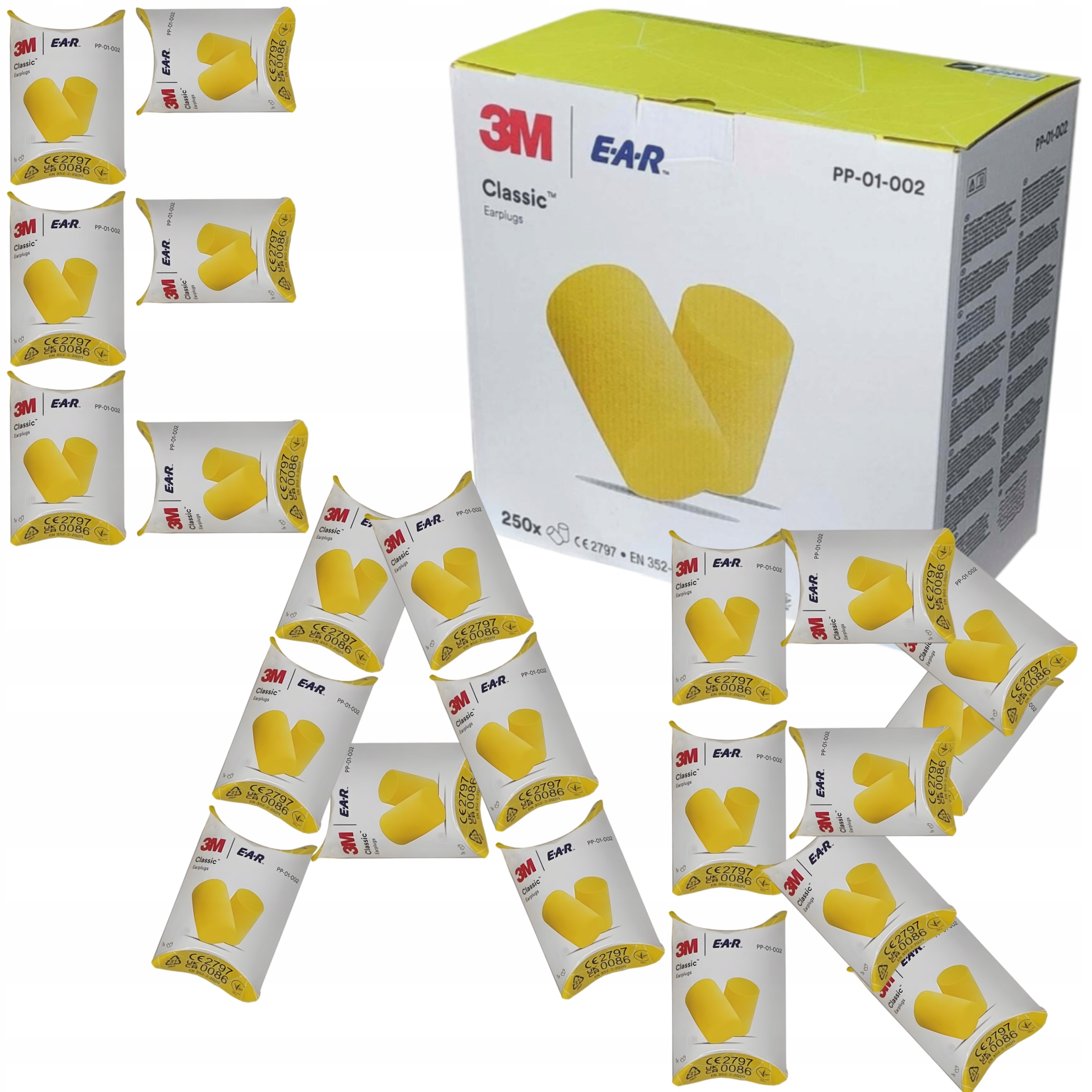 Špunty do uší Stopky 3M Ear Classic Vložky 250 párů Kartonové balení