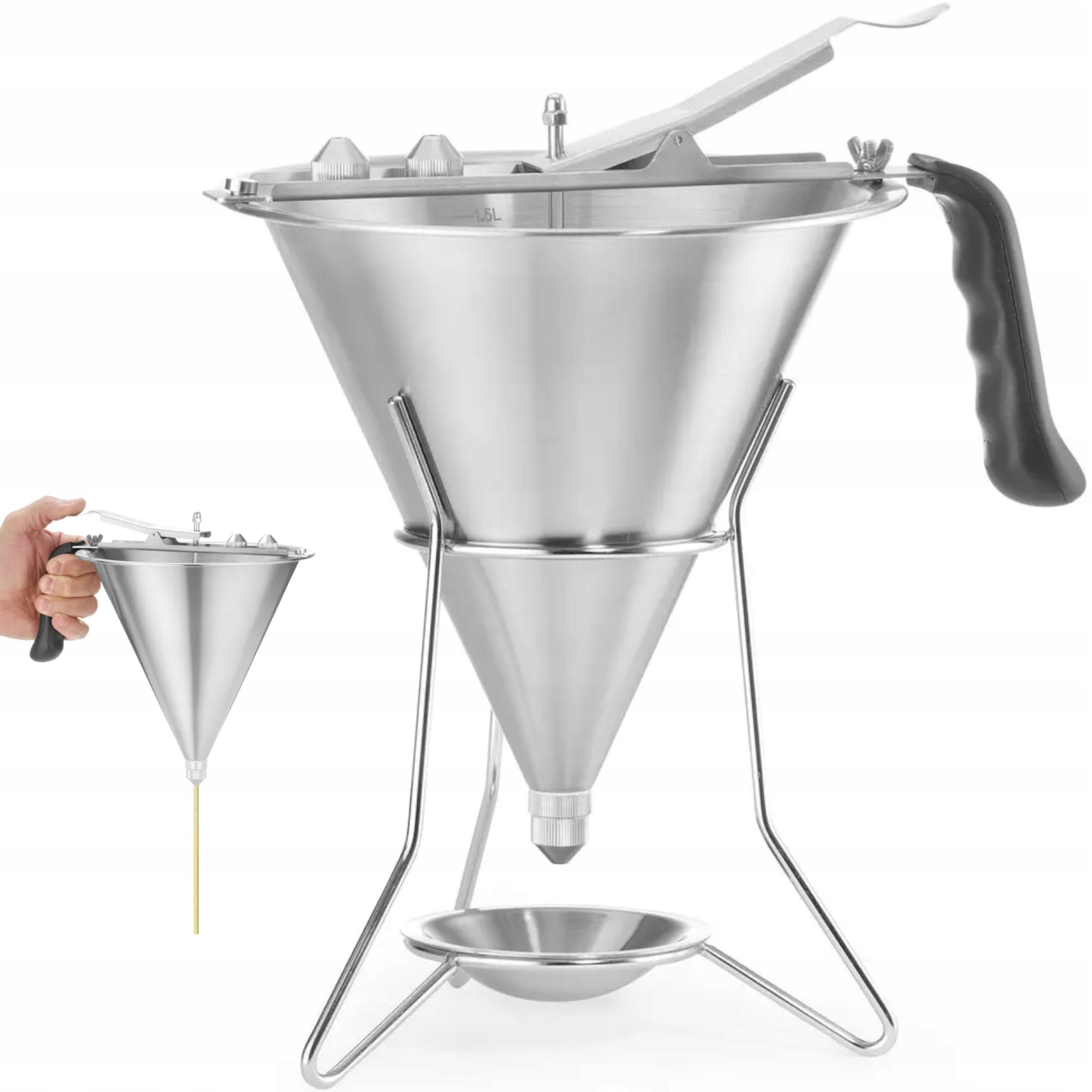 Dávkovač Pištole Na Krémové Omáčky Gastronomická Oceľ 1,5 L 3 Nástavce Hendi