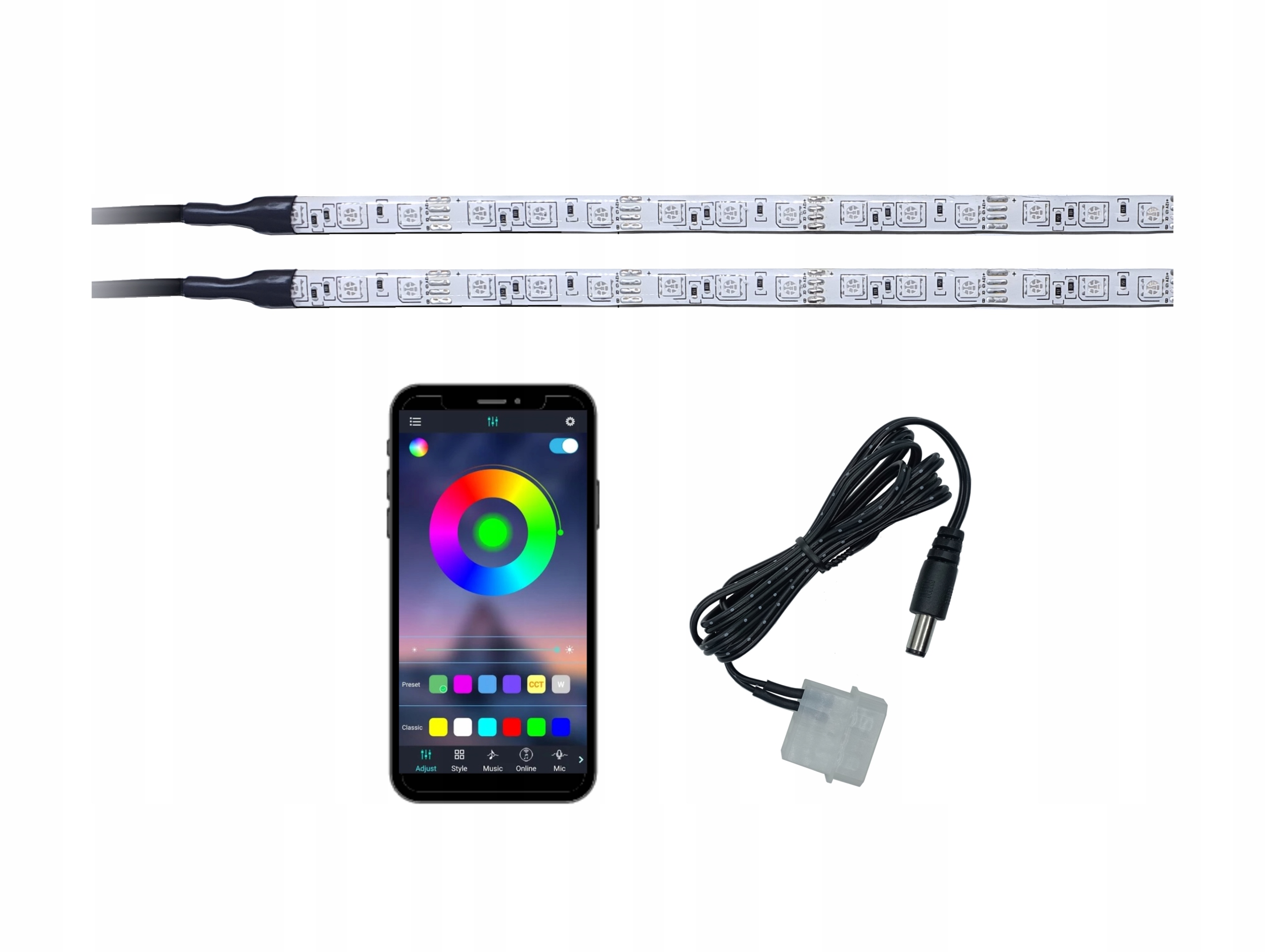 Led lišty Pc tuning Pilot 2x25 cm Rgb