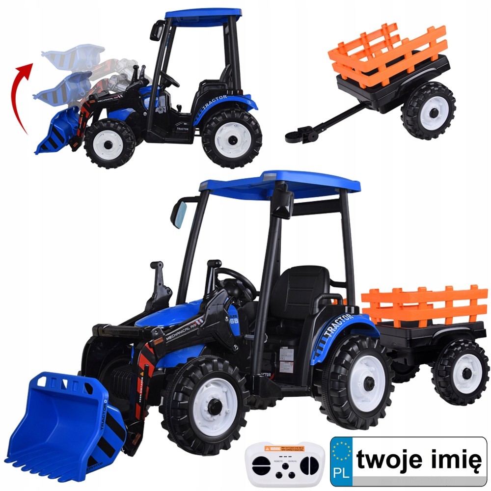 Duży Traktor elektryczny na akumulator dla dziecka przyczepa łyżka PA0320