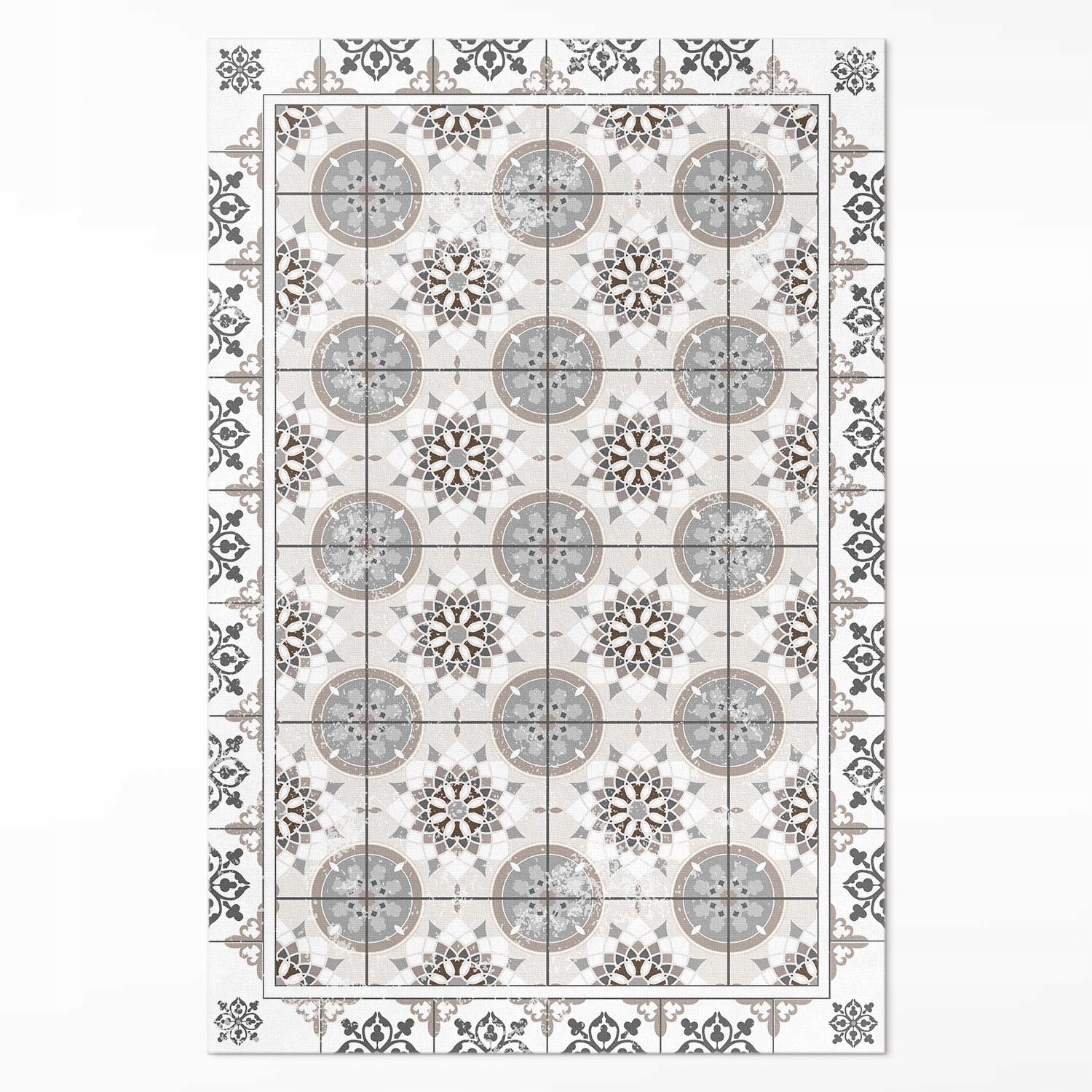 Dekorativní Koberec Vinylový Květinové kruhy ornamentální mozaika 100 x 150 cm