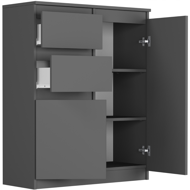 KOMODA 98CM SZAFKA 2 SZUFLADY ANTRACYT S-2