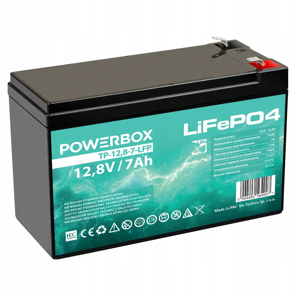 Akumulator LiFePO4 12V 7Ah Bms Do Autka Zabawki Lepszy niż Agm 89.6Wh