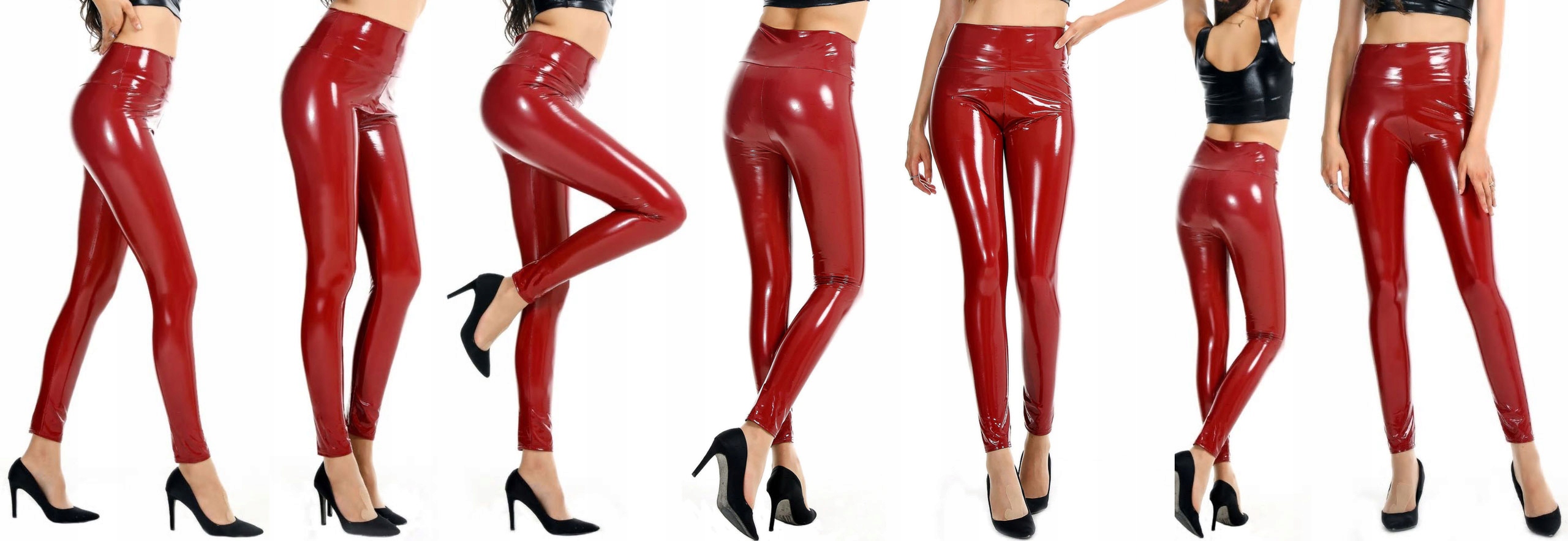 LEGGINSY WINYLOWE GETRY WINYL SPODNIE RURKI LATEKS Szerokość w pasie 68 cm