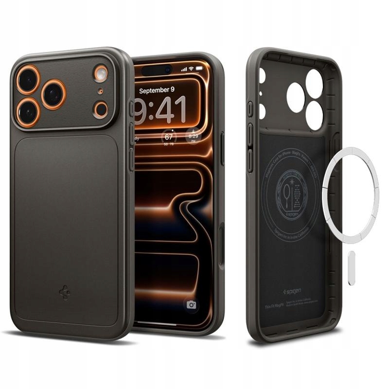 Pouzdro Spigen pro iPhone 17 Pro Max Magsafe Thin Fit Originální šedé Zadní Kryt
