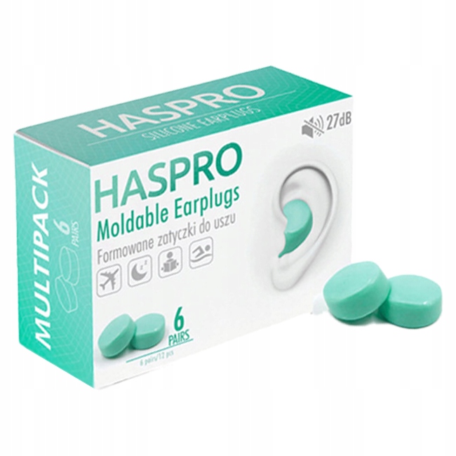 Špunty do uší Moldable Earplugs Haspro EPUM-2 6 párů zelené