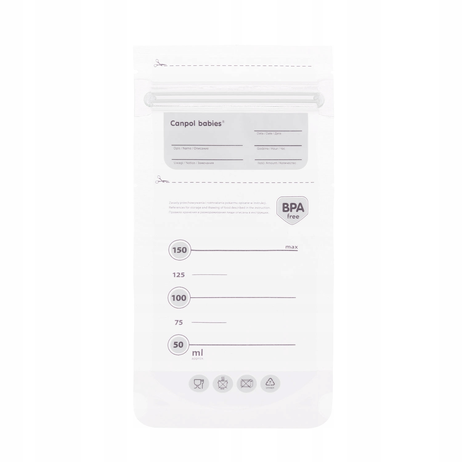 CANPOL STERYLNE WORECZKI TOREBKI SASZETKI DO MROŻENIA POKARM MLEKO 70/001 Marka Canpol babies