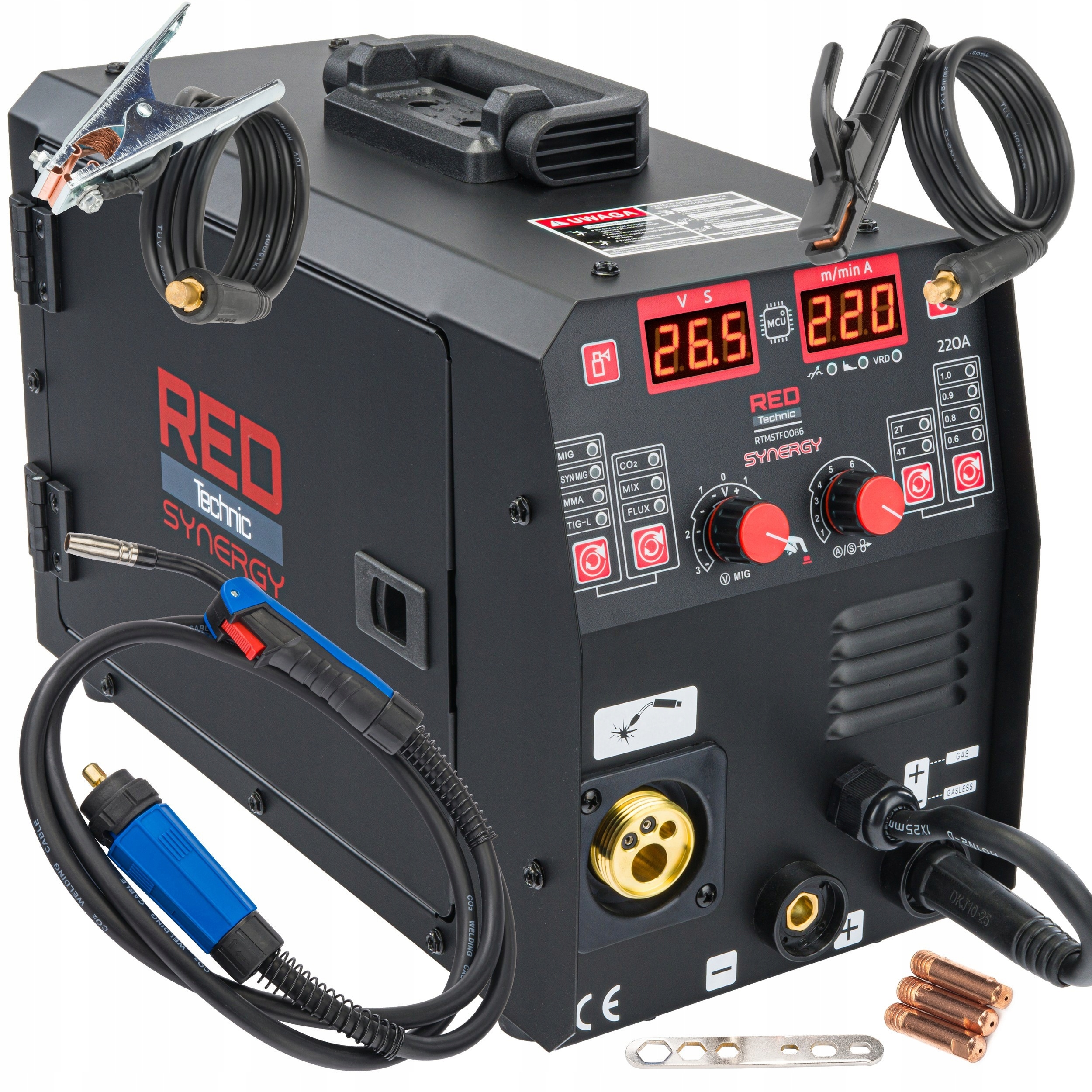 SPAWARKA MIGOMAT MIG MAG MMA LIFT-TIG FLUX 220A SYNERGY SYNERGIA IGBT