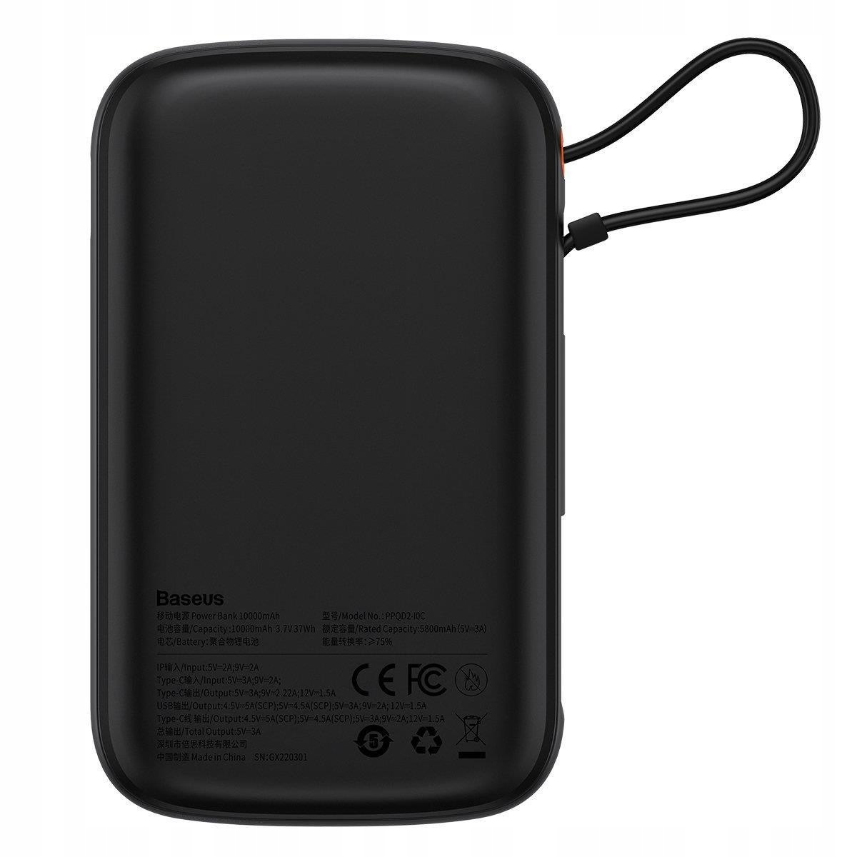 BASEUS POWERBANK QPOW PRO 10000mAh 22.5W QC PD SZYBKI POWER BANK USB C Złącza Lightning microUSB miniUSB USB typ A USB typ C