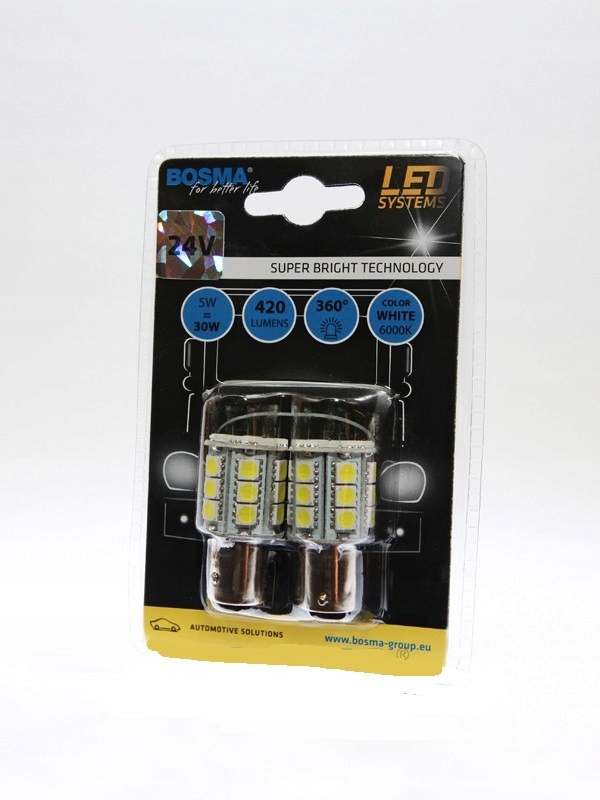 

24V Led BAY15D 24XSMD 5050 Biała 2PCS Żar. Moto.