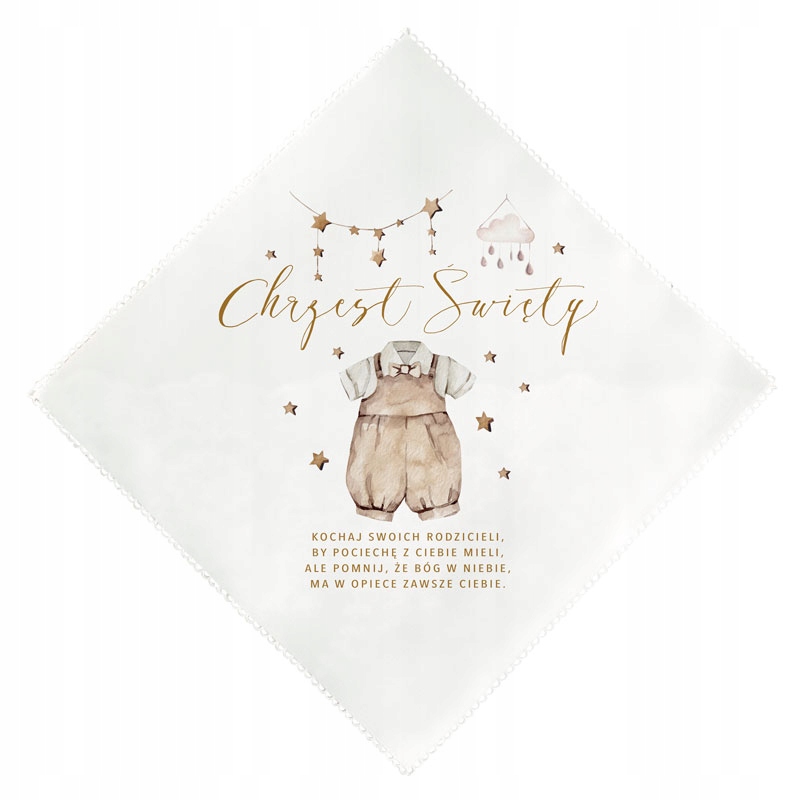 

Szatka Biała Do Chrztu Św. Chłopca Boho Romb