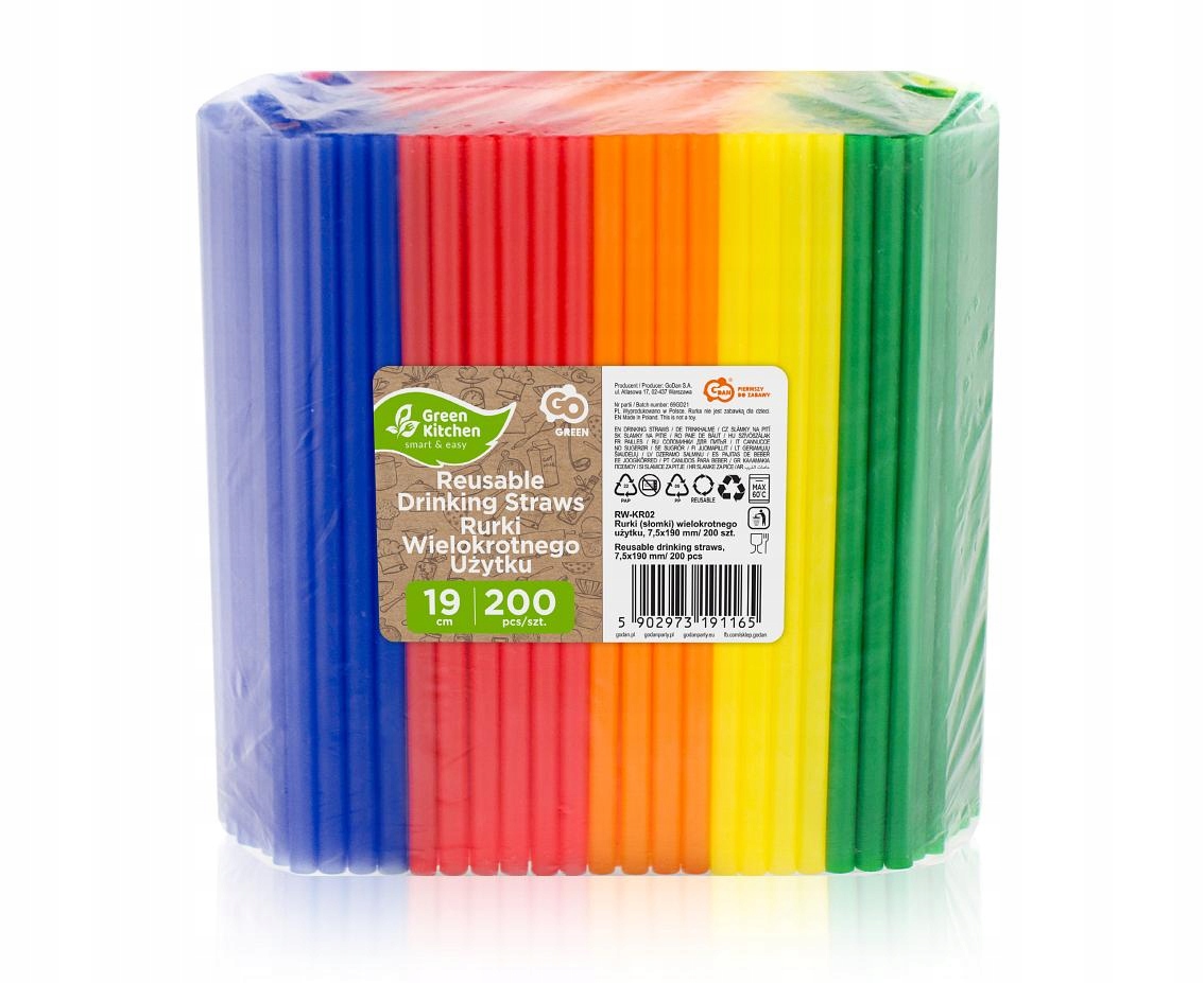 Słomki plastikowe kolorowe rurki do napojów 200 sztuk Marka Godan