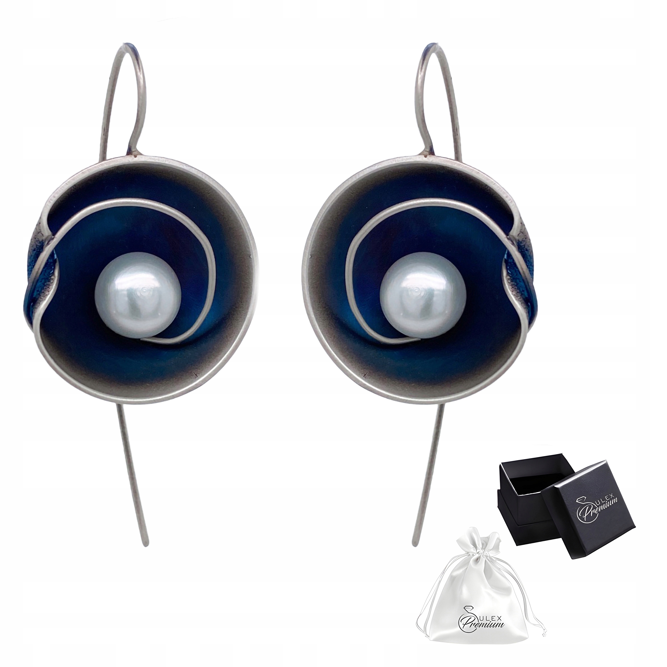 Stříbrné náušnice ryzost 925 Elegantní umělecké náušnice s Perlou Ruční práce pro ni