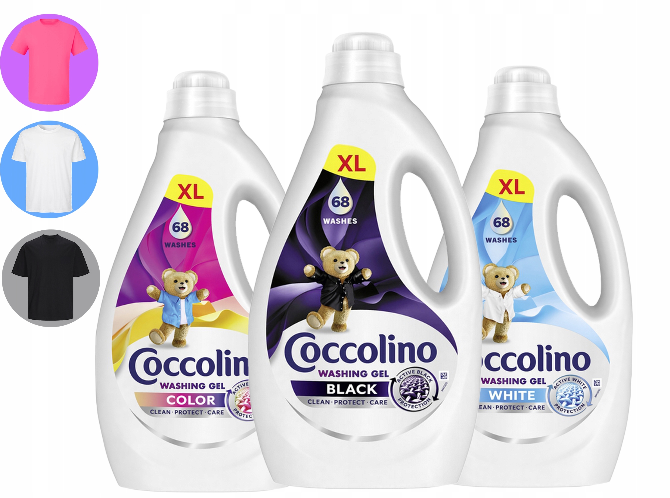 Levně Sada 3 Kapalin Coccolino XL Gel 68 Praní 2,72L Black Color White 2,72L