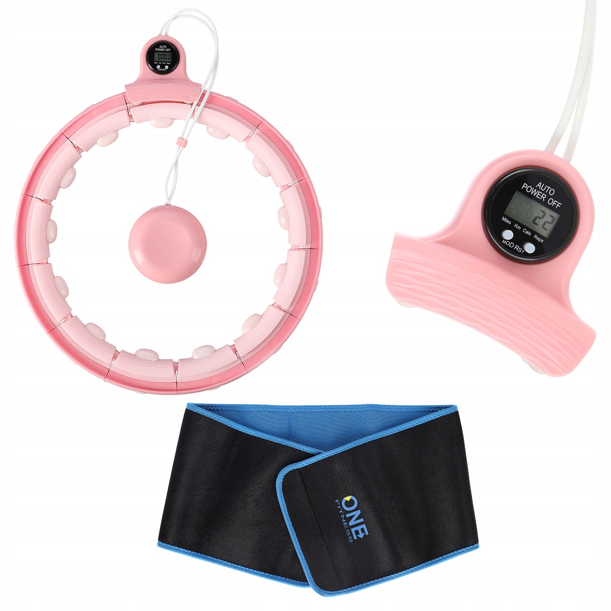 

Zestaw koło hula hop z licznikiem pas FH02 pink