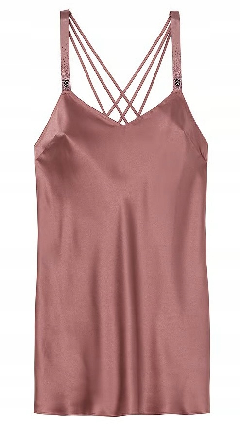 Saténová tričko noční Victoria's Secret Vintage Rose s zirkony L