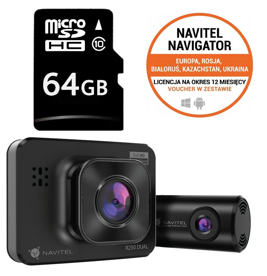 

Rejestrator Navitel R250 Dual Kamera Tył 64GB