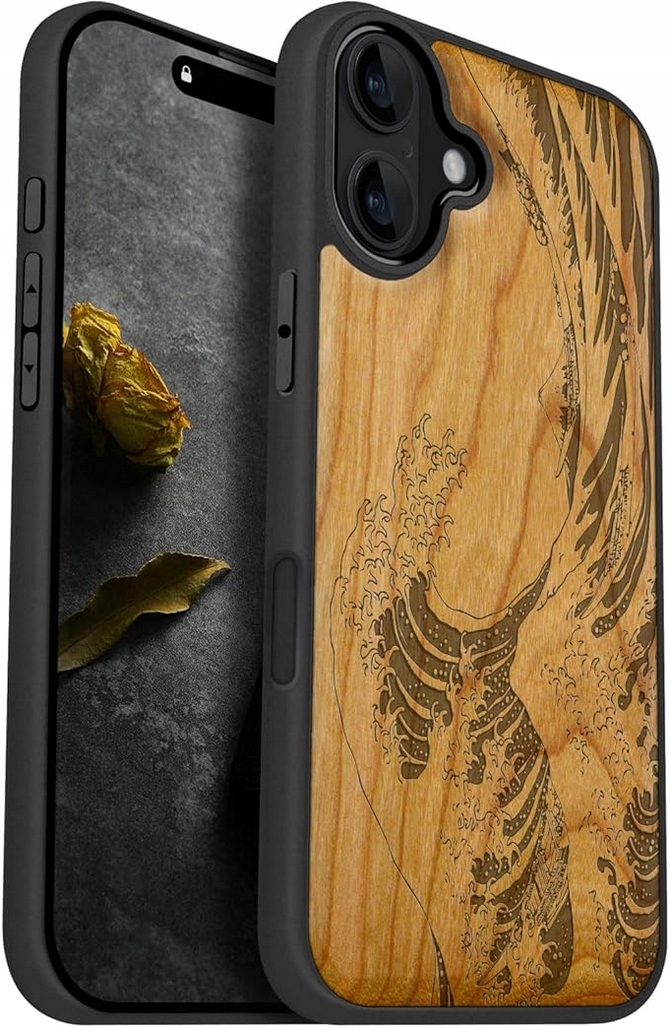 Dřevěný zadní kryt Carveit Pouzdro iPhone 16 Plus s MagSafe, barva ořech