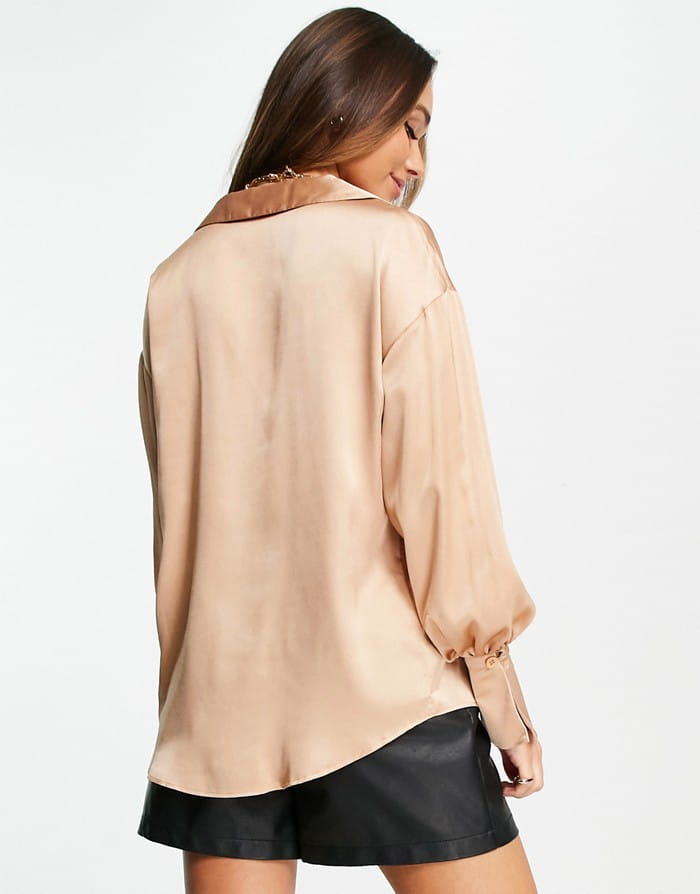 ASO DESIGN SATYNOWA BRZOSKWINIOWA KOSZULA (42) Marka inna