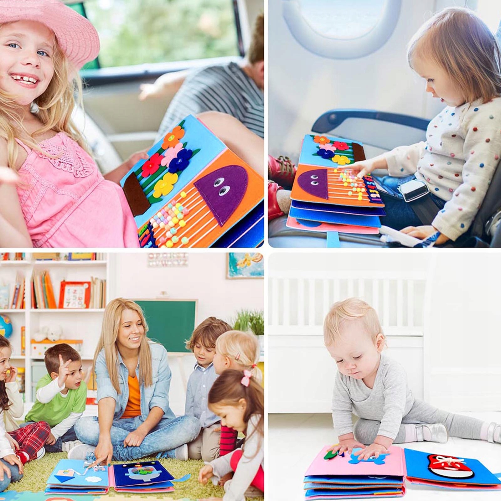 MONTESSORI SENSORYCZNA CICHA KSIĄŻKA MANIPULACYJNA PERSONALIZOWANA ZABAWKA Materiał inny