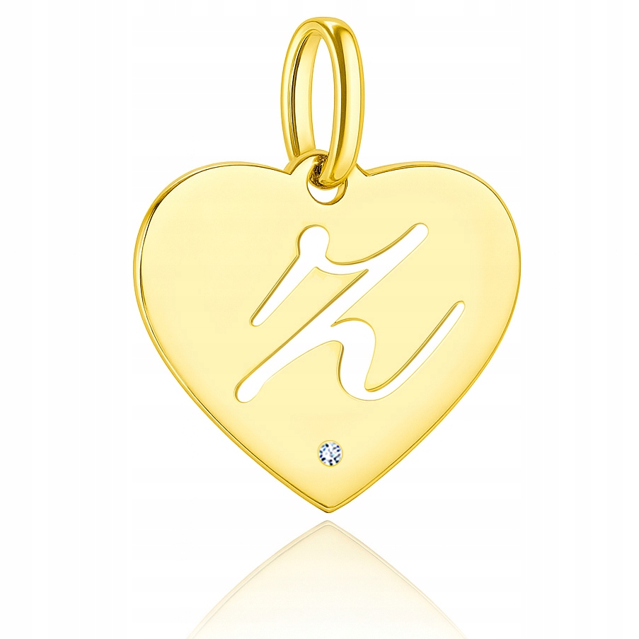 Zlatý přívěsek písmeno Z v srdci s briliantem Au 585
