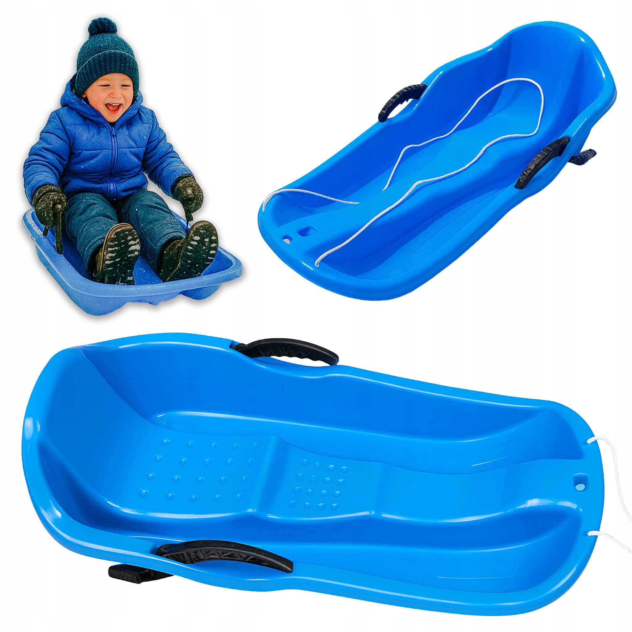 Duże Sanki Plastikowe Dla Dzieci Z Oparciem Ślizg Z Hamulcami
