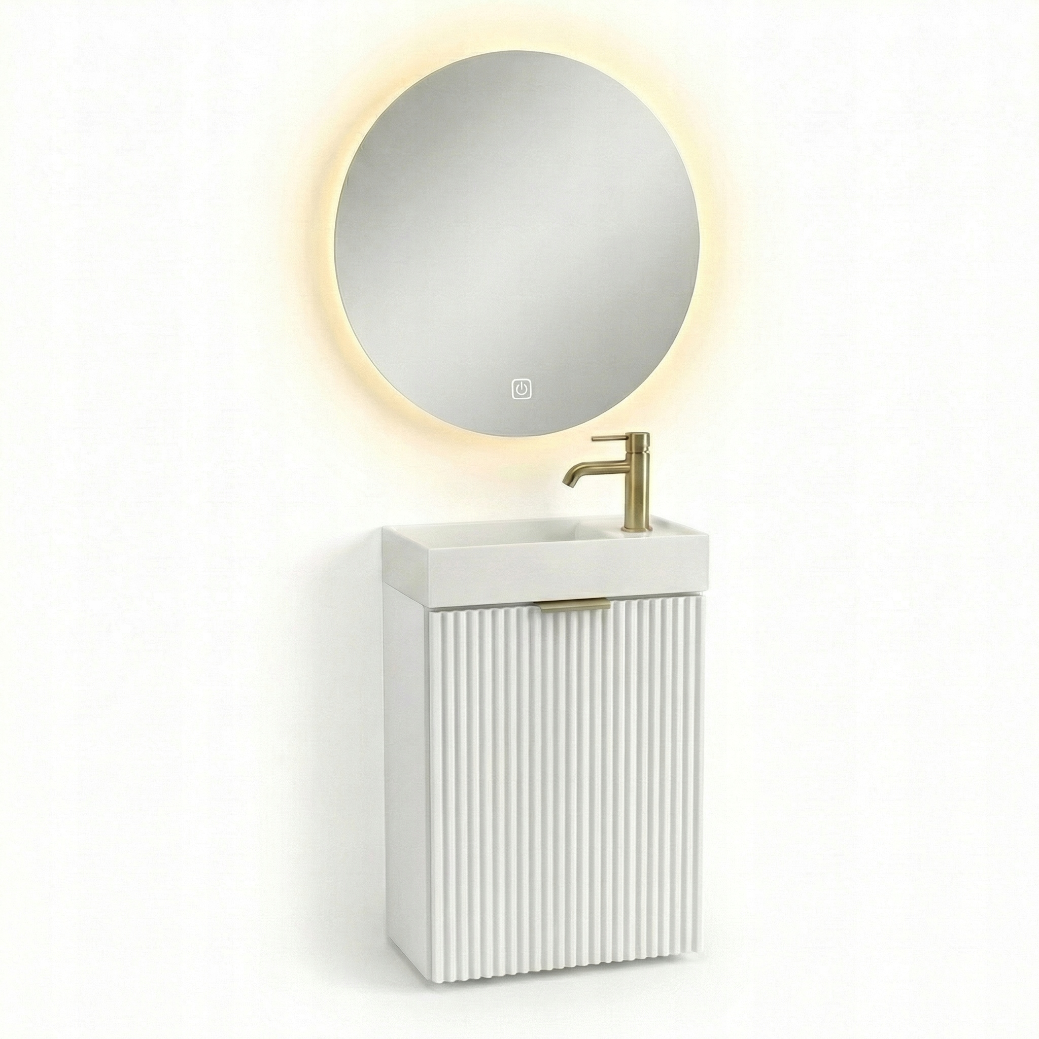 Koupelnová sada 40 cm bílá s umyvadlem a Led zrcadlem Willy