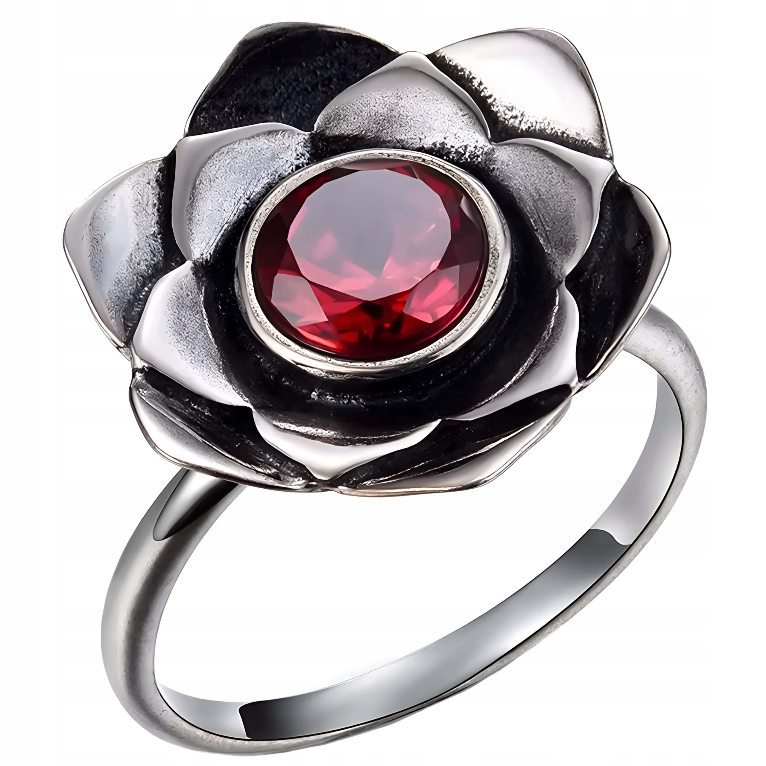 Prstýnek Prstýnek Regulovatelný Lotos Granát Stříbro 925 Trusky