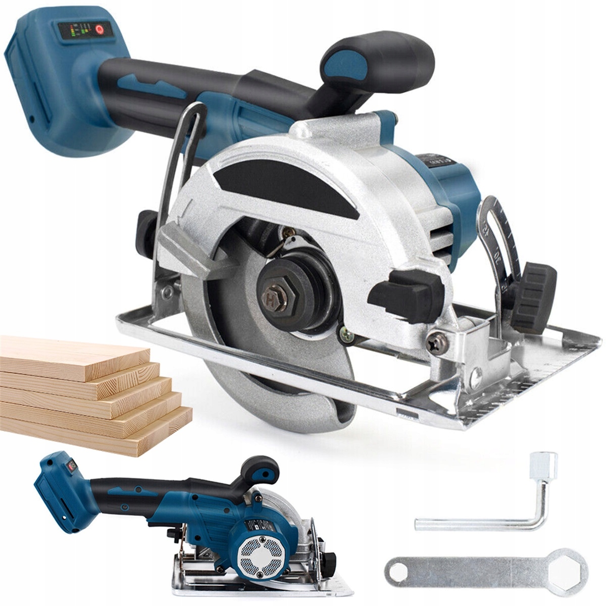 21V nastavitelná kotoučová pila s bezkartáčovým motorem a ochranným krytem