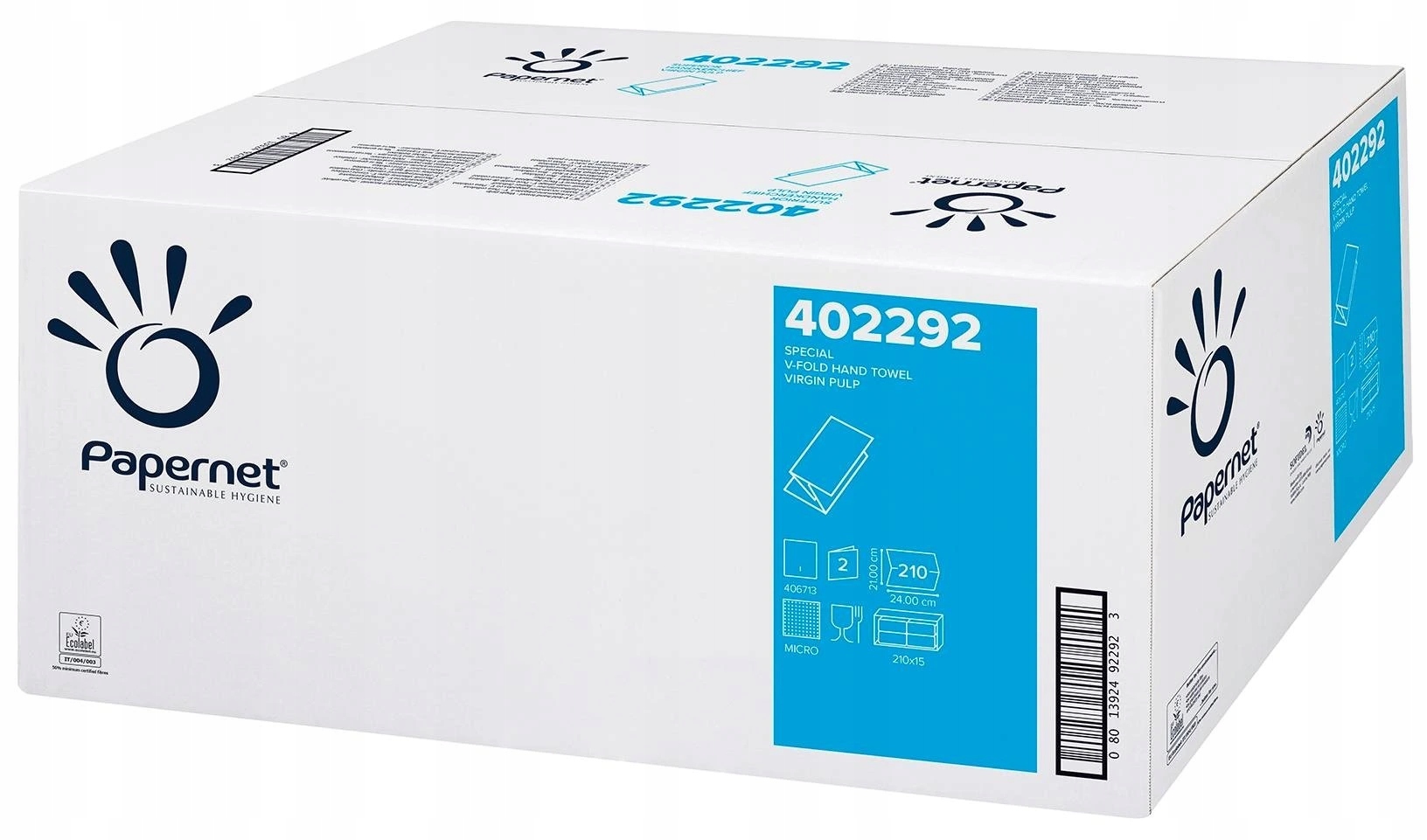 Levně Ručník papírový skládaný V Top Papernet, Zigzag Zz, 2 vrstvy, 3150 ks, bílá