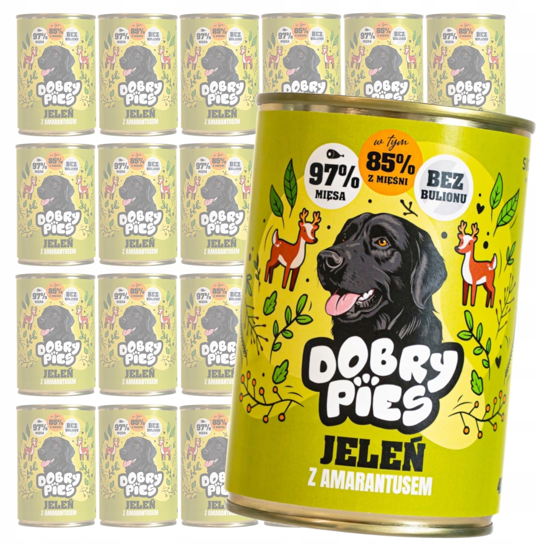 Levně Dobry Pies 24x400 g Vlhké Krmivo pro dospělé psy s jelenem a amarantem